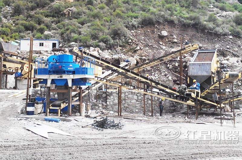 河卵石石子制砂生產線現場 河卵石石子制砂生產線現場